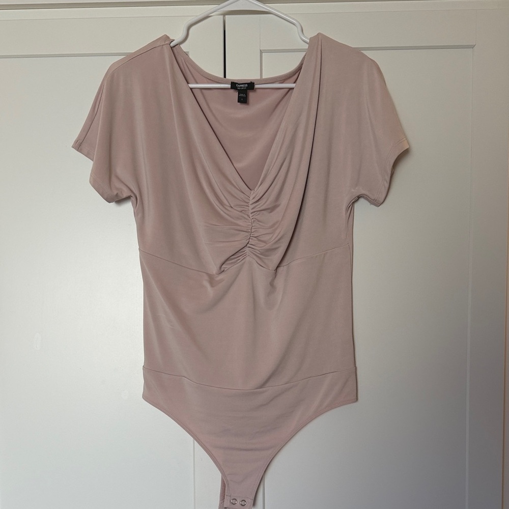 Express Soft Pink Draped Bodysuit